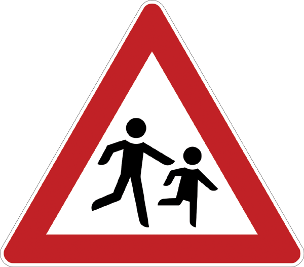 Verkehrszeichen 136.20 - Kinder - Aufstellung links