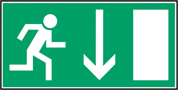 Rettungszeichenaufkleber .024- Notausgang zurück (alt)