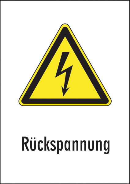 Warnzeichenaufkleber Elektro .011- Rückspannung (alt)