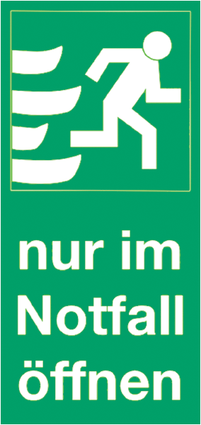 Rettungszeichenaufkleber .210- Nur im Notfall öffnen (alt)