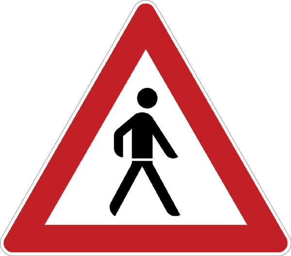 Verkehrszeichen 133.20 - Fußgänger - Aufstellung links