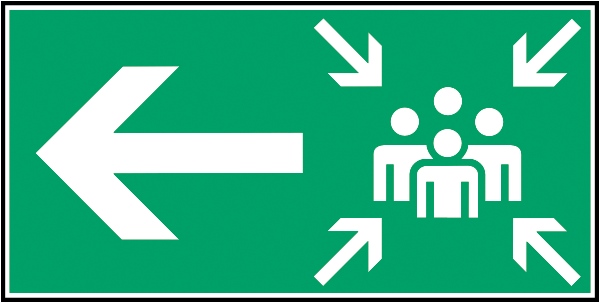 Rettungszeichenaufkleber .132- Sammelplatz links (alt)