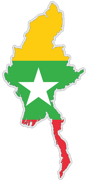 Myanmar | Auf Contour geschnittene Flagge