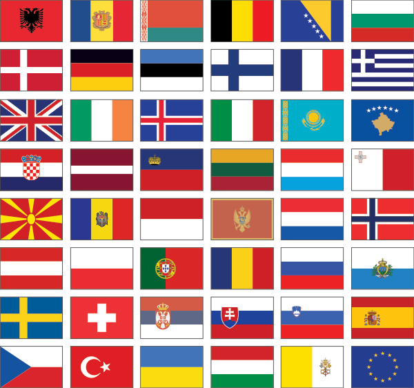 EUROPA alle Flaggen als Aufkleberset