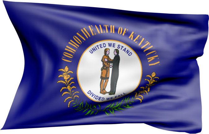 Kentucky | wehende Flagge von Kentucky als Aufkleber