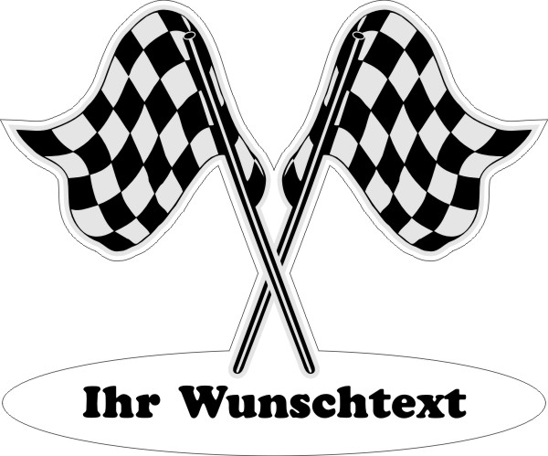 Namensaufkleber mit Rallyeflagge