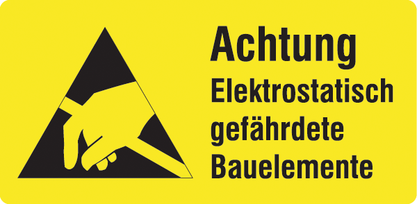 Warnzeichenaufkleber Elektro .074- Achtung Elektrostatisch gefährdete Bauelemente (alt)