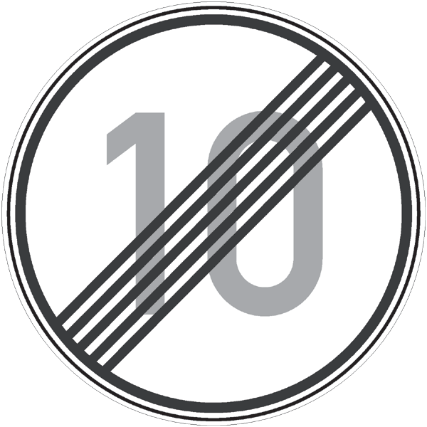  Verkehrszeichen 278.10 - Ende der zulässigen Höchstgeschwindigkeit 10 km/h