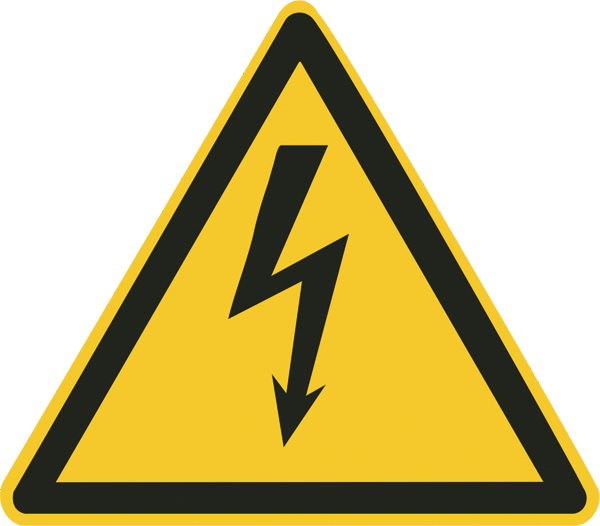 Warnzeichenaufkleber - W012 Warnung vor elektrischer Spannung