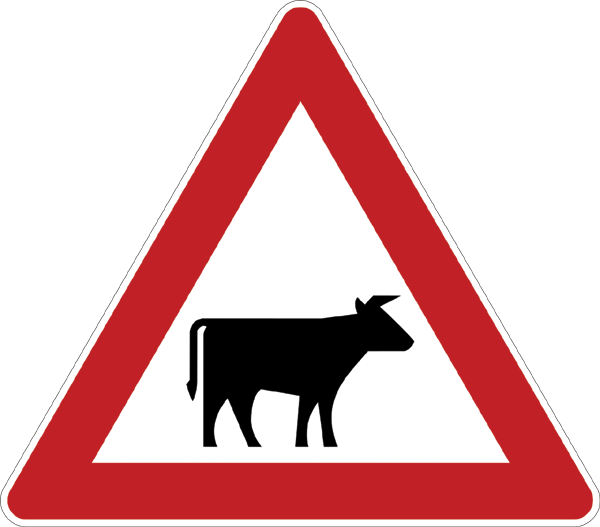 Traffic sign 101.22 - Cattle drive - Positioning on the left
