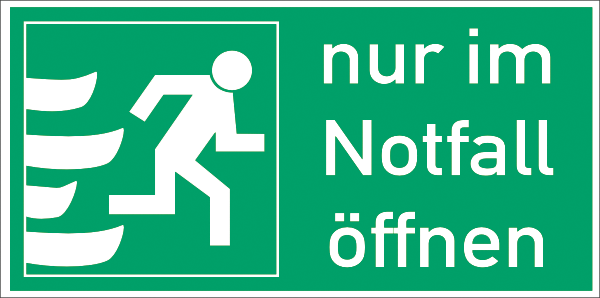 Rettungszeichenaufkleber .209- Nur im Notfall öffnen (alt)