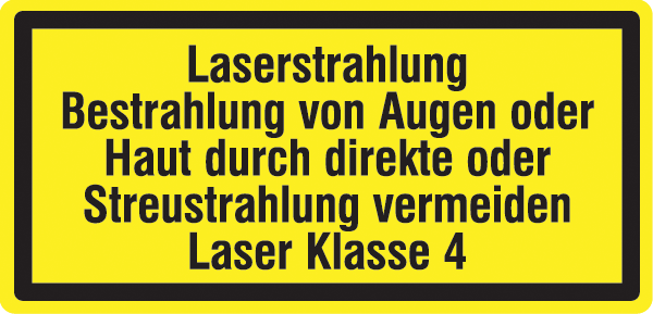 Warnzeichenaufkleber Laser .015- Laserstrahlung... Laser Klasse 4