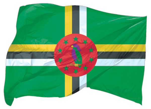 Dominica | wehende Flagge als Aufkleber 