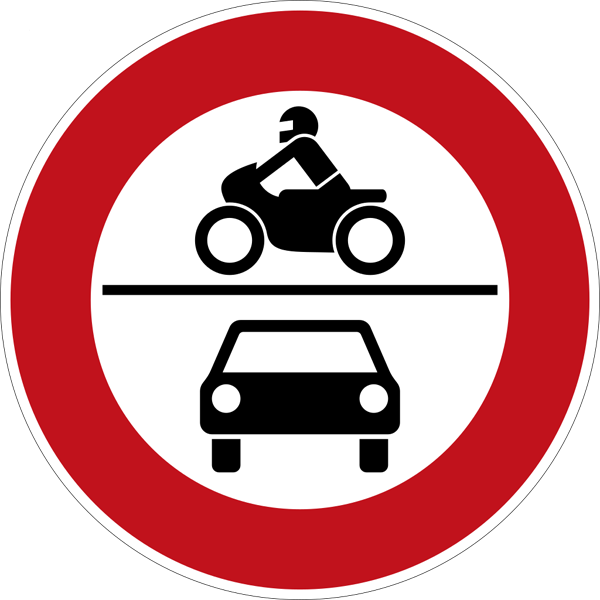 Verkehrszeichen 260 - Verbot für Kraftfahrzeuge