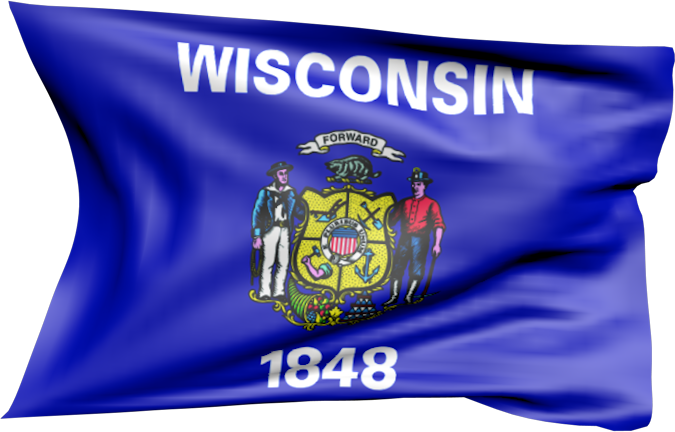 Wisconsin | wehende Flagge von Wisconsin als Aufkleber