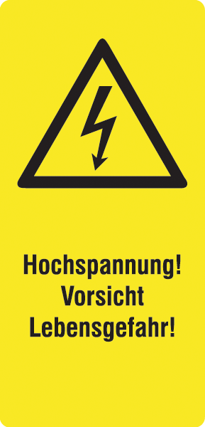 Warnzeichenaufkleber Elektro .092- Hochspannung! Vorsicht Lebensgefahr! (alt)