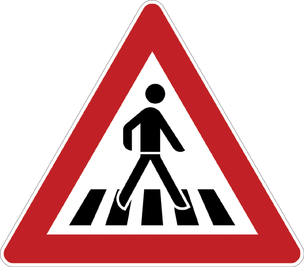 Verkehrszeichen 101.21 -  Fußgängerüberweg, Aufstellung links
