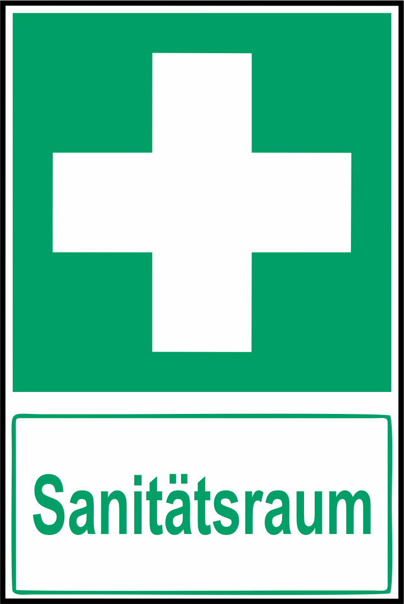 Rettungszeichenaufkleber .043-  Erste Hilfe - Sanitätsraum (alt)