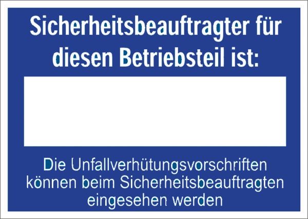 Gebotszeichenaufkleber alt .083- Sicherheitsbeauftragter für diesen Betriebsteil ist (alt)