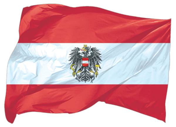 Österreichflagge mit Wappen, Österreich, Nationalfahnen - Flaggenhandel.de