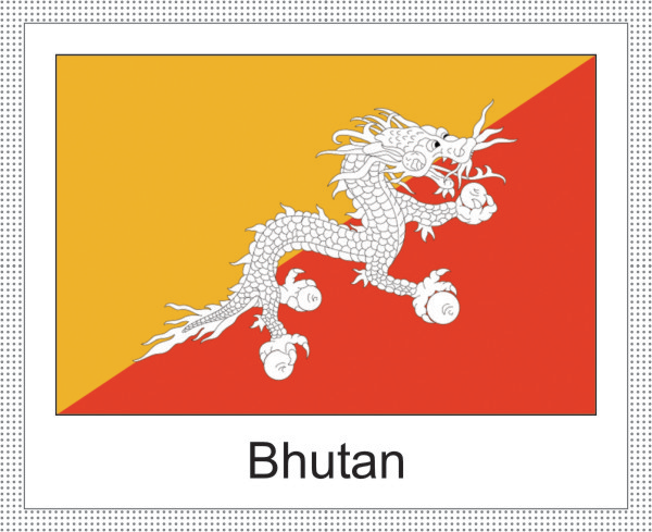 Bhutan | Aufkleber mit weissem Design