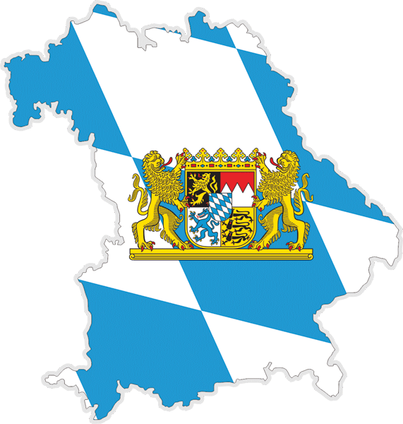 Fahne Bundesland Bayern mit Wappen Deutschland