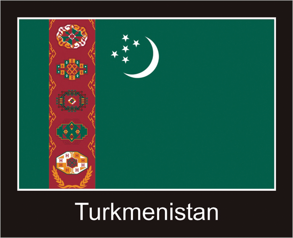 Flagge | Turkmenistan -schwarzes Design