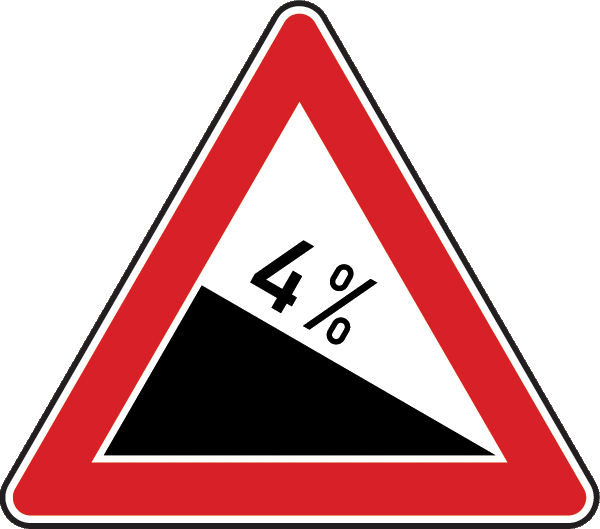 Traffic sign 108.04 - 4% gradient