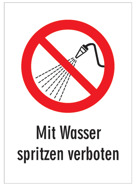 Verbotszeichenaufkleber alt .061- Mit Wasser spritzen verboten (alt)