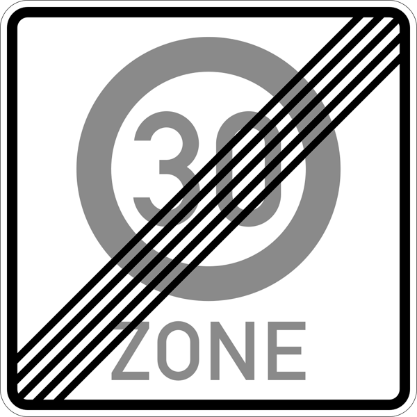 Verkehrszeichen 274.2 - Ende einer Tempo 30-Zone