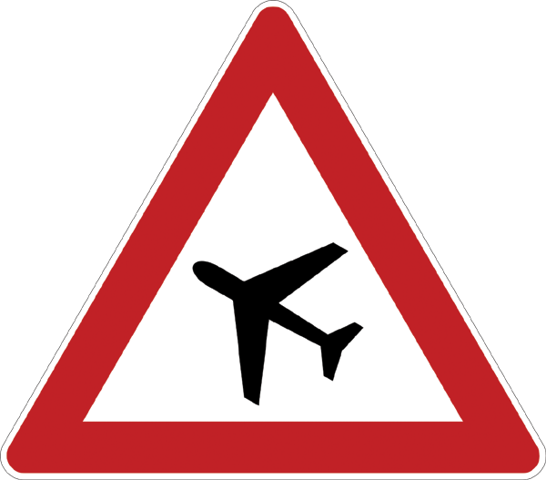 Verkehrszeichen 101.10 - Flugbetrieb - Aufstellung rechts