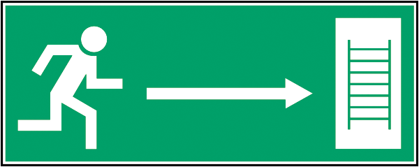 Rettungszeichenaufkleber .089- Notleiter Richtungshinweis rechts (alt)