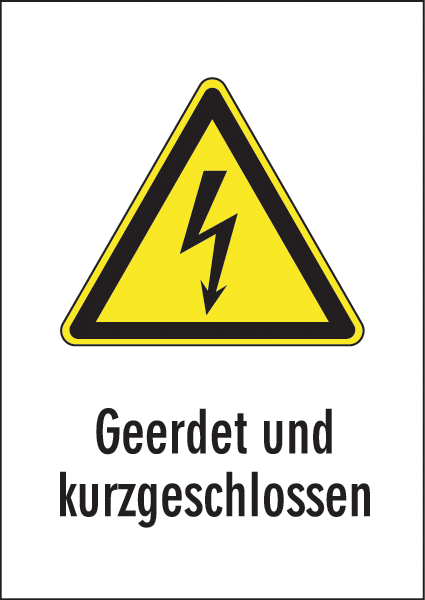 Warnzeichenaufkleber Elektro .010- Geerdet und kurzgeschlossen (alt)