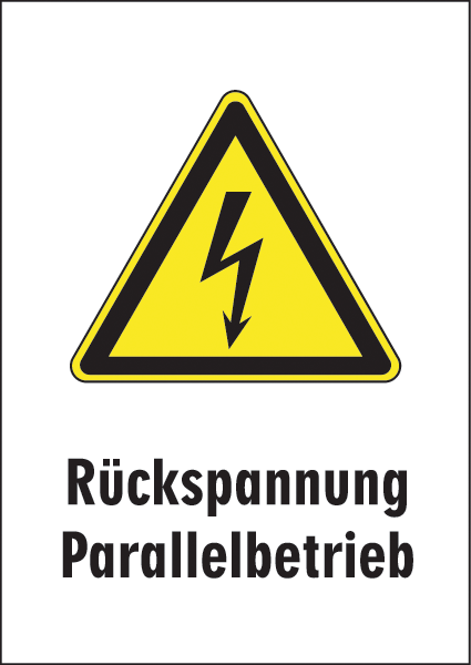 Warnzeichenaufkleber Elektro .019- Rückspannung Parallelbetrieb (alt)