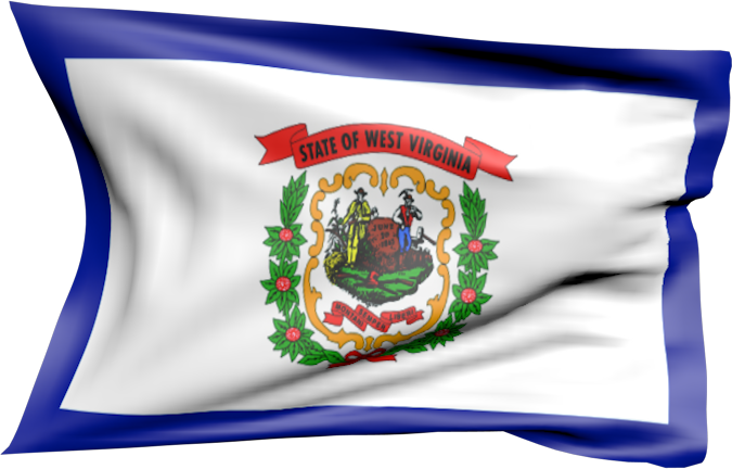West Virginia | wehende Flagge von West Virginia als Aufkleber
