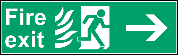 Rettungszeichenaufkleber .144-  Fireexit/Notausgang Richtungshinweis rechts (alt)