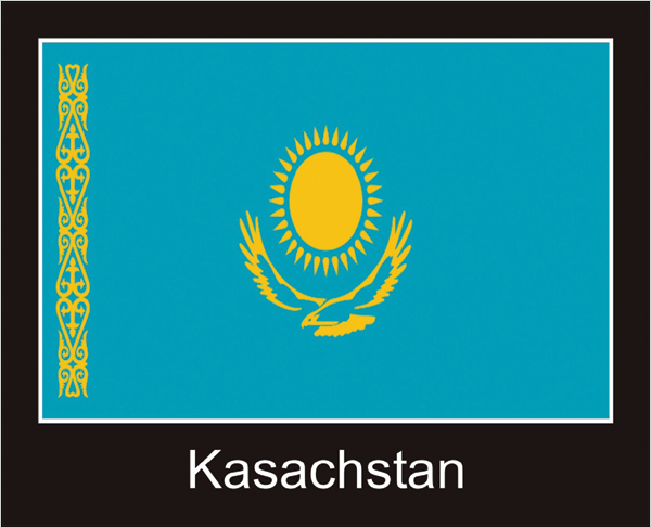Flagge  Kasachstan -schwarzes Design