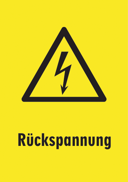 Warnzeichenaufkleber Elektro .018- Rückspannung (alt)