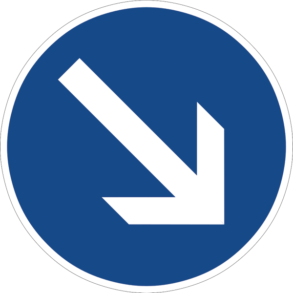 Verkehrszeichen 222 - Vorgeschriebene Vorbeifahrt - rechts vorbei