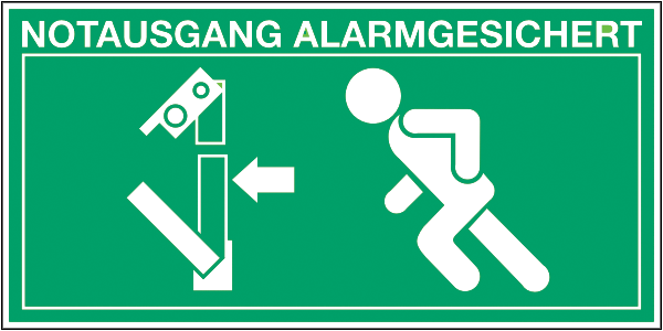 Rettungszeichenaufkleber .211-  Notausgang alarmgesichert  (alt)