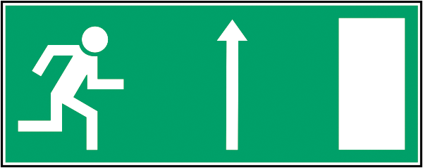 Rettungszeichenaufkleber .085- Notausgang Richtungshinweis geradeaus (alt)