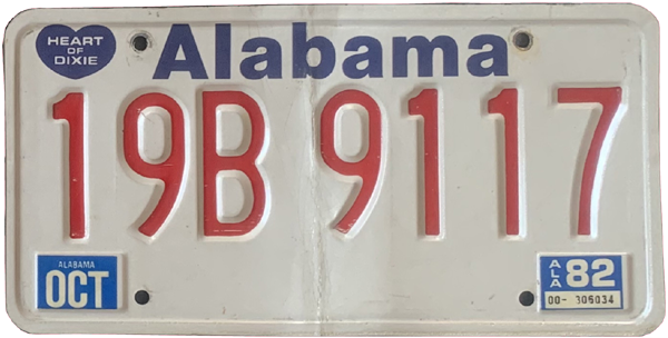 Dimension US-Nummernschild 9 für Deko-Zwecke Alabama Alabama Design 