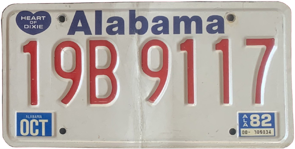 USA-Kennzeichen license plate, Alabama.1 als Aufkleber, 1