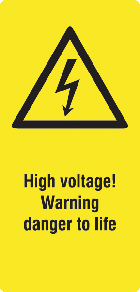 Warnzeichenaufkleber Elektro .091- High voltage! Warning danger to life (alt)