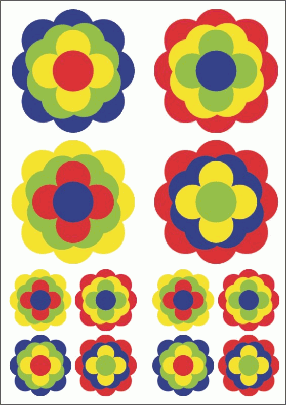 Retroblumen-Aufkleber -Set 02