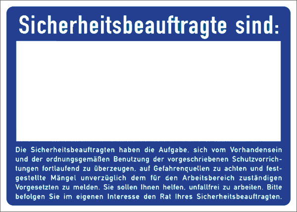 Gebotszeichenaufkleber alt .111- Sicherheitsbeauftragte sind