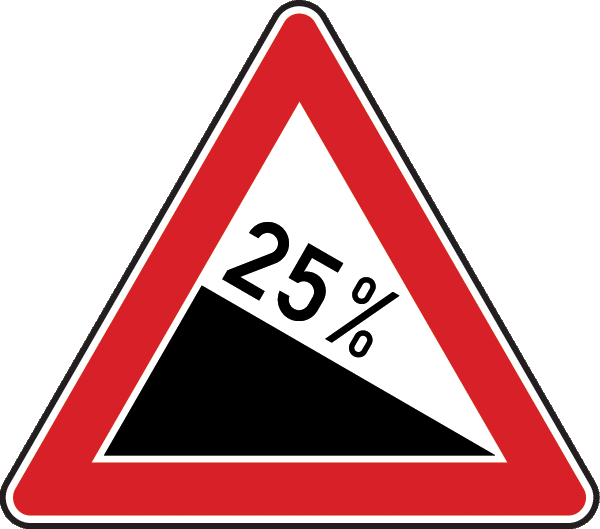Traffic sign 108.25 - 25% gradient