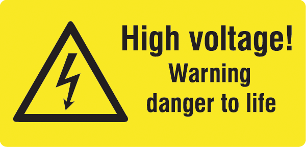 Warnzeichenaufkleber Elektro .090- High voltage! Warning danger to life (alt)