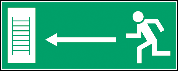 Rettungszeichenaufkleber .090- Notleiter Richtungshinweis links (alt)
