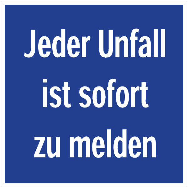 Gebotszeichenaufkleber alt .079- Jeder Unfall ist sofort zu melden